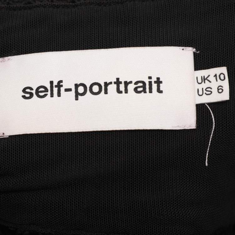 Pre Owned Self-Portrait Black Guipure Lace Sleeveless Midi Dress M