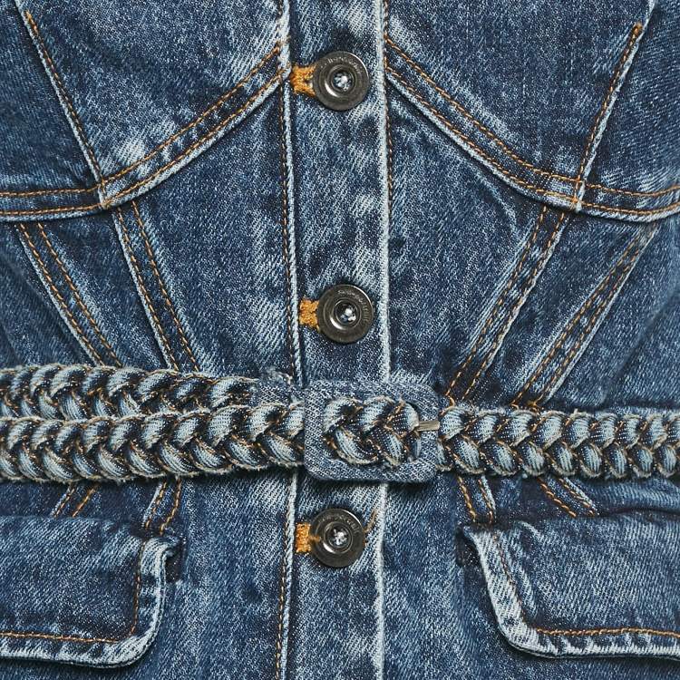 Pre Owned Self-Portrait Blue Denim Top & Skirt Set S