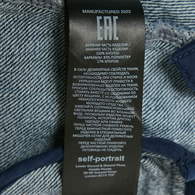 Pre Owned Self-Portrait Blue Denim Top & Skirt Set S