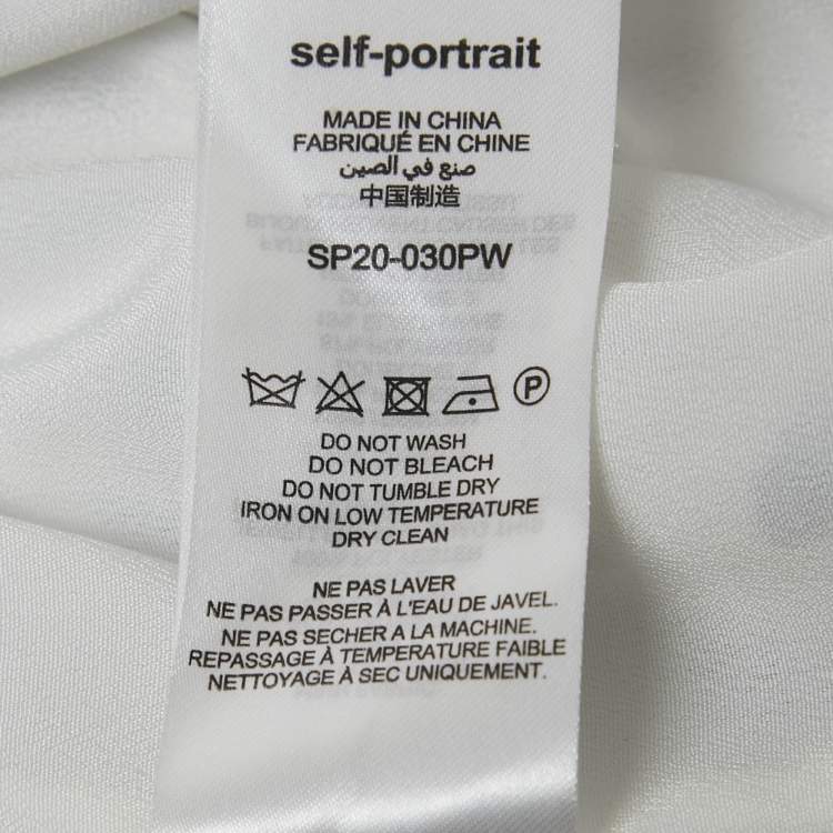 Pre Owned Self-Portrait White Dotted Satin One Shoulder Mini Dress S