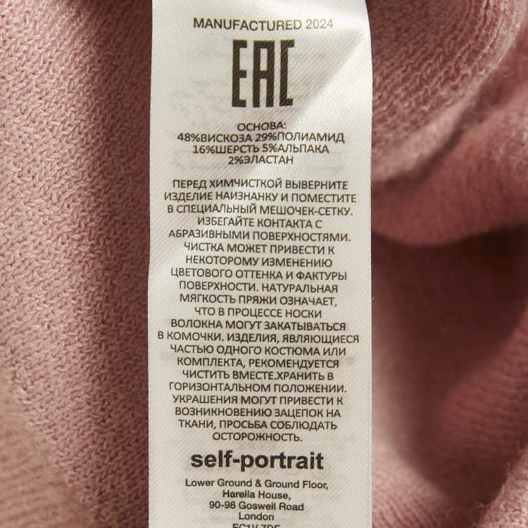 Pre Owned Self-Portrait Pink Knit Crystal Embellished Cardigan M 