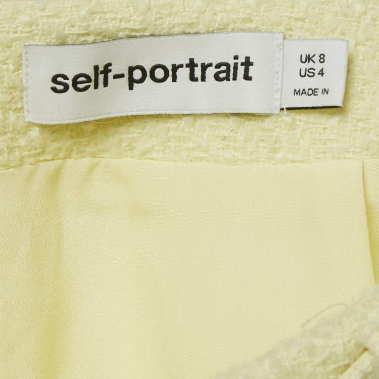 Pre Owned Self-Portrait Yellow Tweed Belted Skorts S