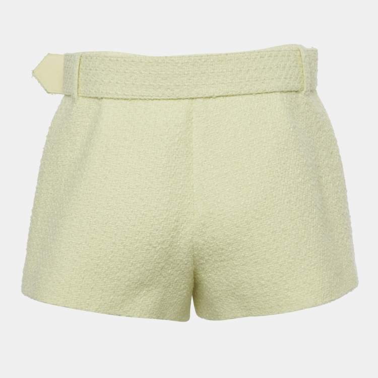 Pre Owned Self-Portrait Yellow Tweed Belted Skorts S