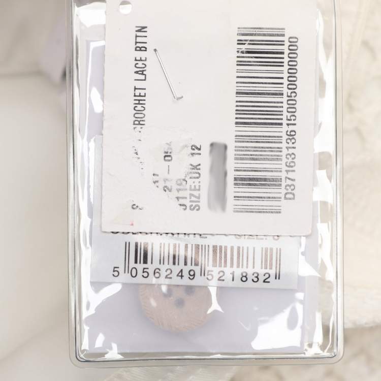 Pre Owned Self-Portrait White Fishnet Crochet and Lace Midi Dress M