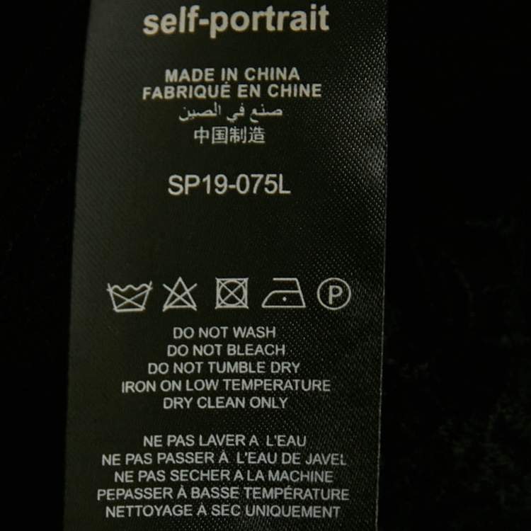 Pre Owned Self-Portrait Black Beaded Tulle and Lace Top XS