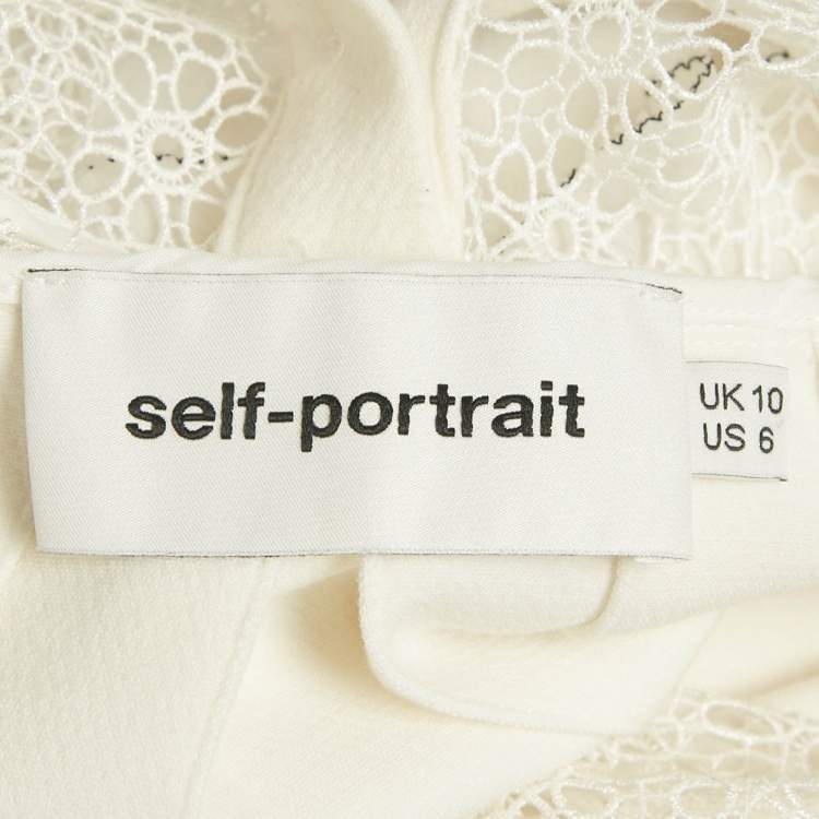 Pre Owned Self-Portrait Lace Trim Jersey Short DressM