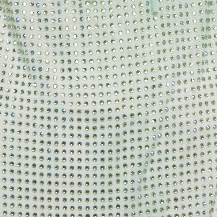 Pre Owned Self-Portrait Green Ombre Crystal embellished Mesh Mini Dress M
