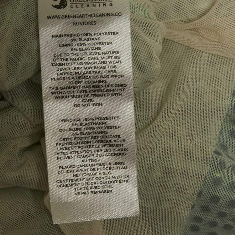 Pre Owned Self-Portrait Green Ombre Crystal embellished Mesh Mini Dress M