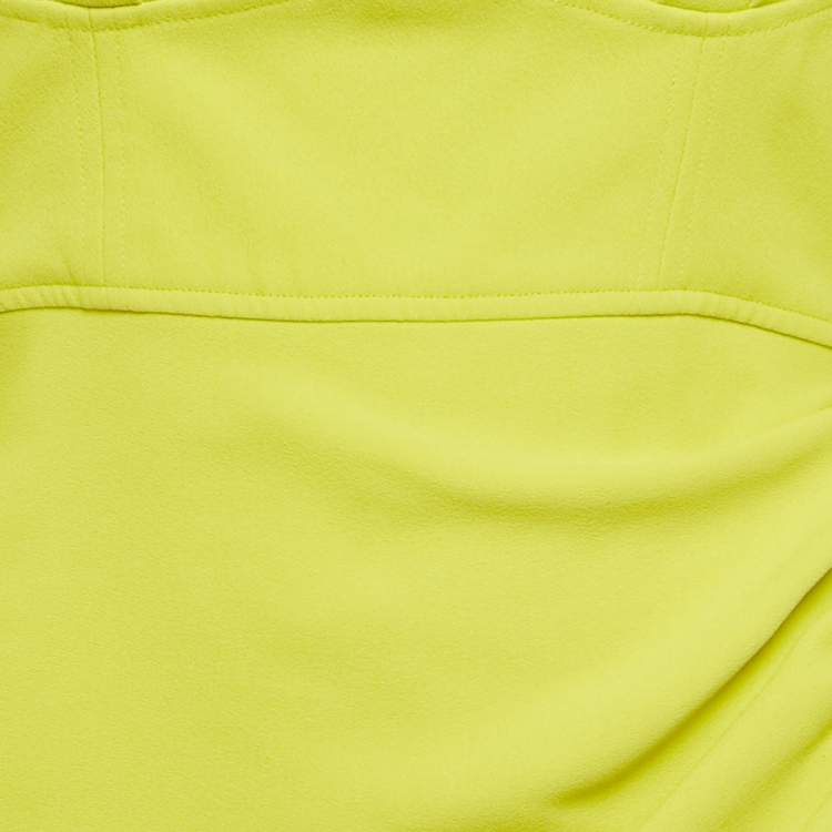 Pre Owned Self-Portrait Green Crepe Ruche Midi Dress S