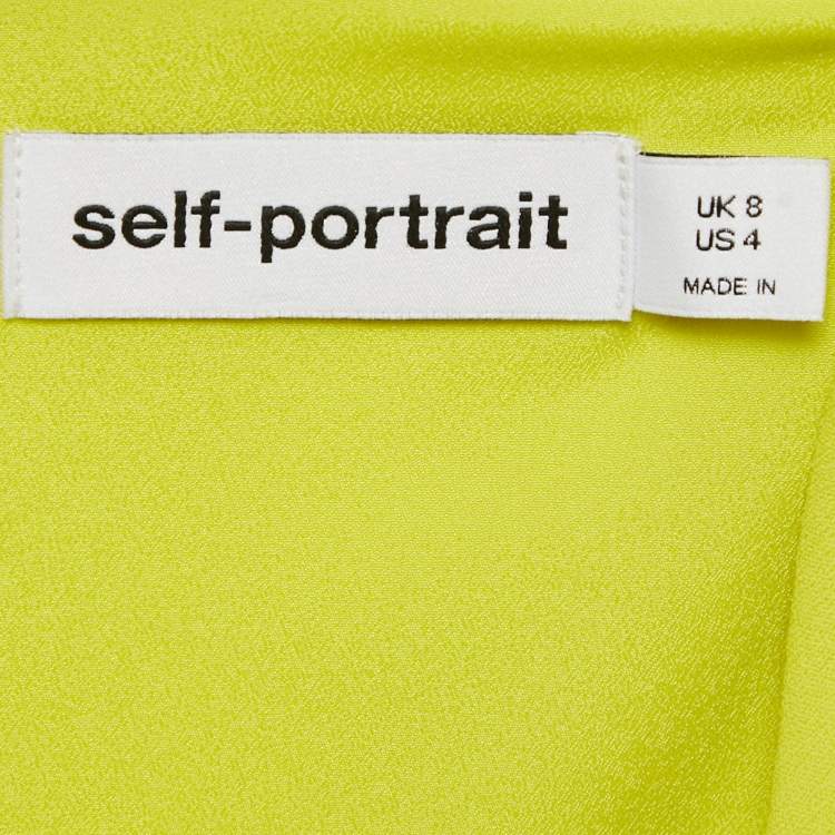 Pre Owned Self-Portrait Green Crepe Ruche Midi Dress S