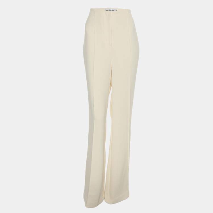 مملوكة مسبقًا Self-Portrait Cream Crepe Palazzo Trousers M