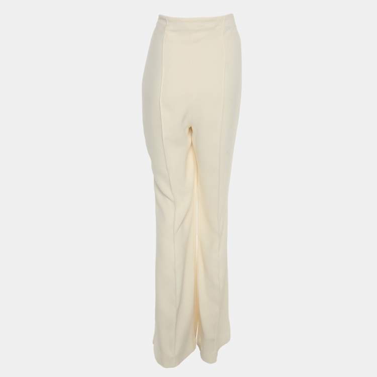 مملوكة مسبقًا Self-Portrait Cream Crepe Palazzo Trousers M