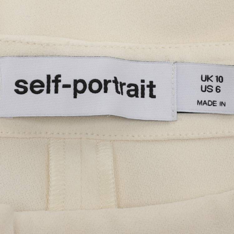 مملوكة مسبقًا Self-Portrait Cream Crepe Palazzo Trousers M