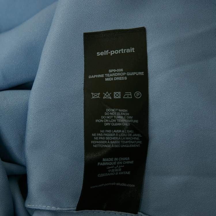 مملوكة مسبقًا Self-Portrait Blue Teardrop Guipure Lace Daphne Maxi Dress S