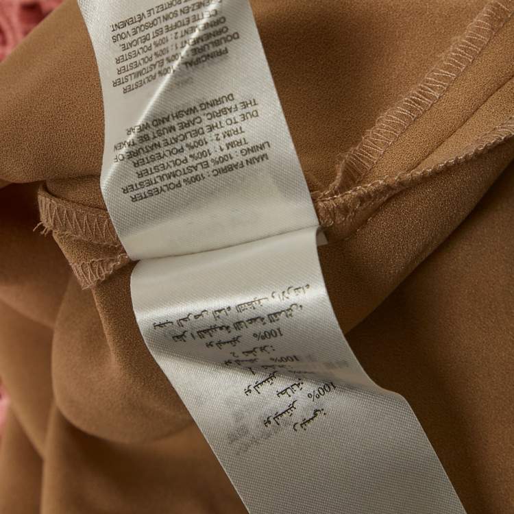 Pre Owned Self-Portrait Light Orange Guipure Lace Bow-Detail Tiered Dress S