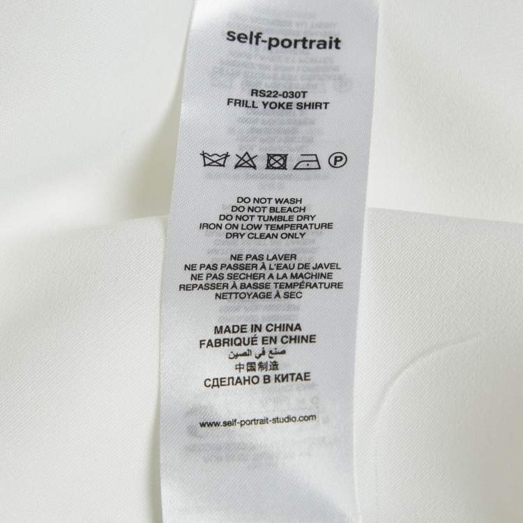 Pre Owned Self-Portrait White Twill Frill Yoke Shirt M