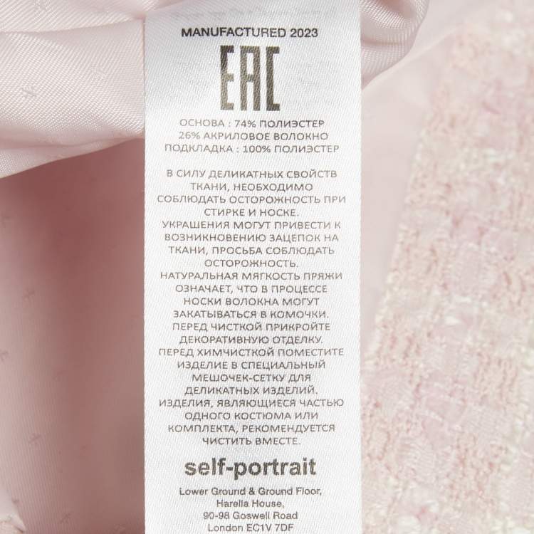 Pre Owned Self-Portrait Pink Boucle Checked Mini Dress M