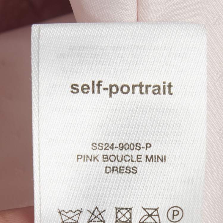 Pre Owned Self-Portrait Pink Boucle Checked Mini Dress M