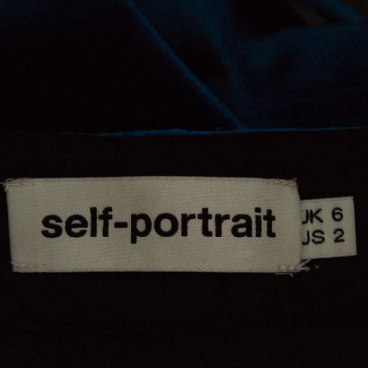 Pre Owned Self Portrait Peacock Blue Velvet Lace-up Cuff Belted High Waist Shorts S