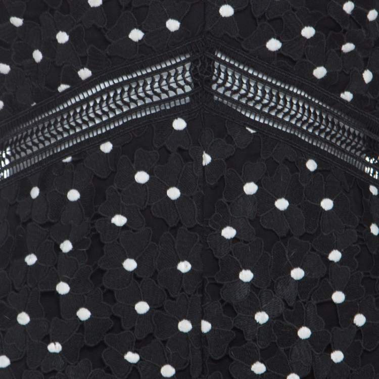 مملوكة مسبقًا Self Portrait Black Daisy Dot Lace Jumpsuit M