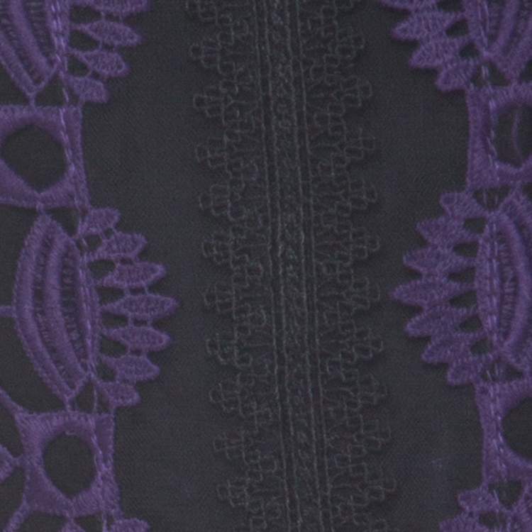 Pre Owned Self Portrait Purple Guipure-Lace Short Sleeve Midi Dress M