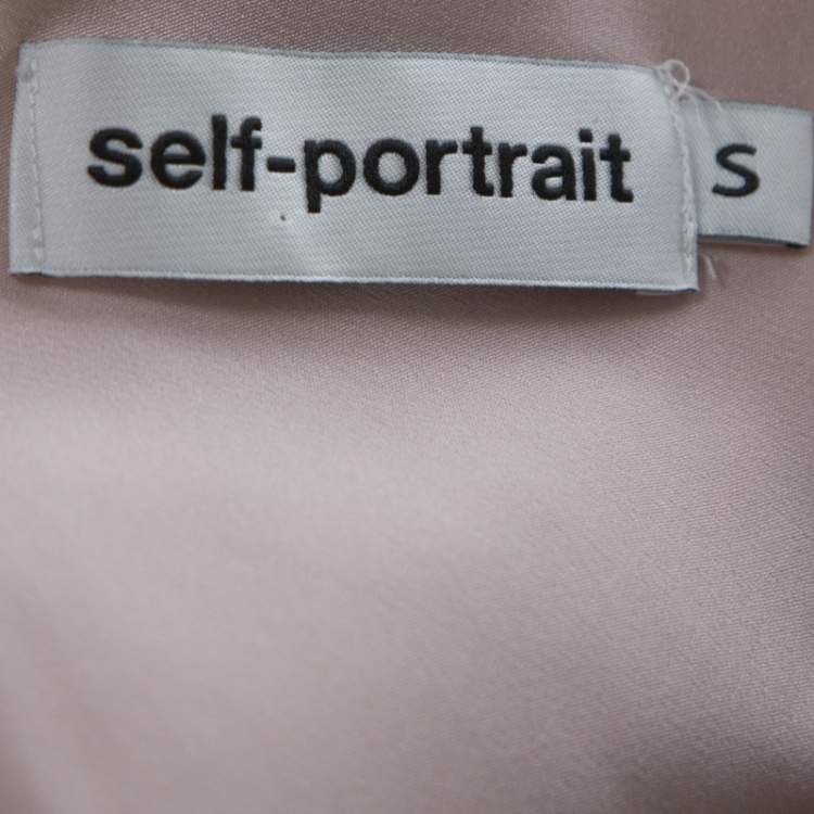 Pre Owned Self-Portrait White Embroidered Voille Front Button One Shoulder Asymmetric Dress S