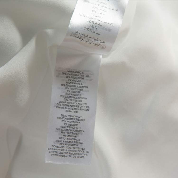 Pre Owned Self Portrait White Checked Crepe One Shoulder Pleated Dress XS