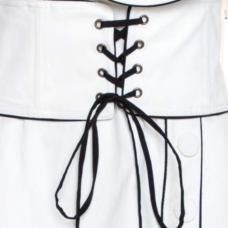 مملوكة مسبقًا Self Portrait White Cotton One Shoulder Corset Belted Mini Dress S