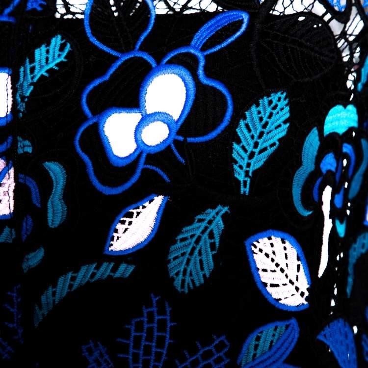 Pre Owned Self Portrait Multicolor Floral Guipure Lace Garden Top M