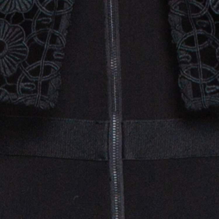Pre Owned Self-Portrait Black Guipure Lace & Crepe Serena Jumpsuit S