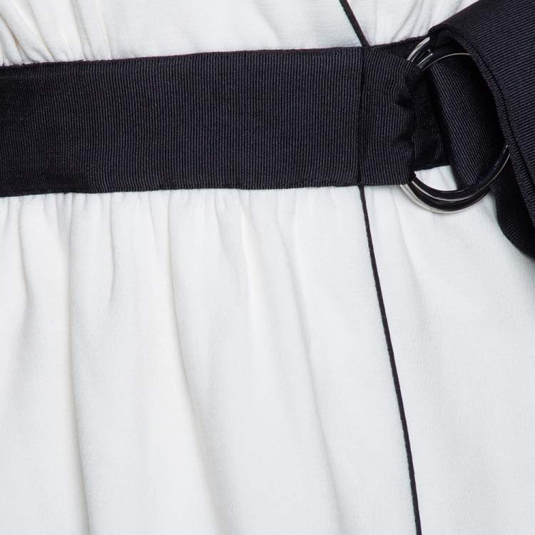 Pre Owned Self-Portrait White Viscose Blend Ruffled Asymmetric Dress M