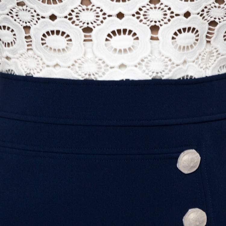 مملوكة مسبقًا Self-Portrait White Crochet Lace A-LIne Mini Dress S