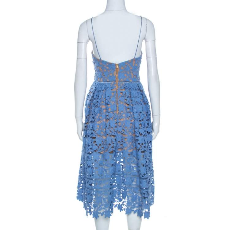 مملوكة مسبقًا Self Portrait Blue Floral Guipure Lace Azaelea Dress M
