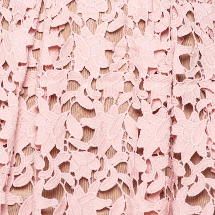 مملوكة مسبقًا Self Portrait Pink Floral Guipure Lace Azaelea Dress M