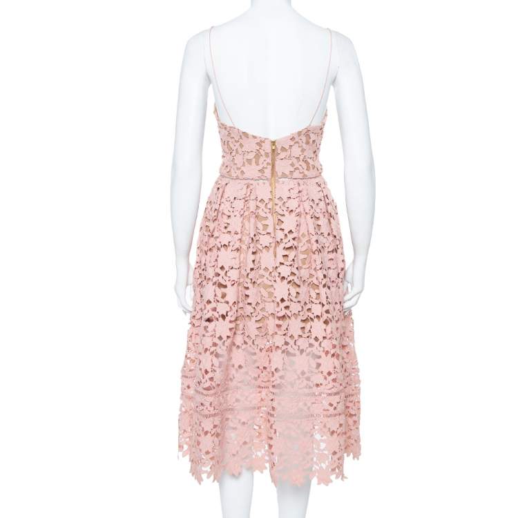 مملوكة مسبقًا Self Portrait Pink Floral Guipure Lace Azaelea Dress M