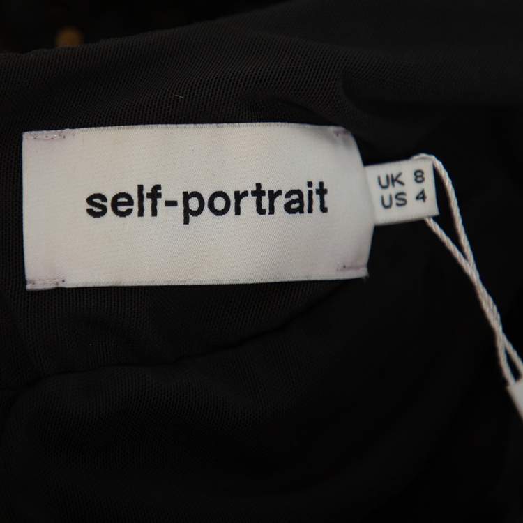 Pre Owned Self Portrait Black Mesh Cropped Overlay Dress S