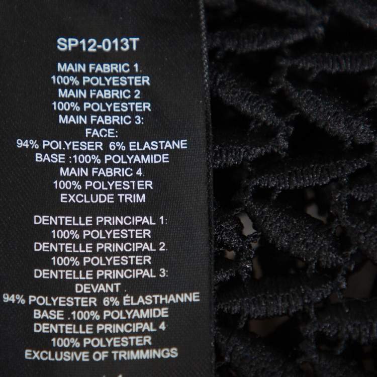 Pre Owned Self Portrait Black Lace Ruffle Detail Cold Shoulder Top M