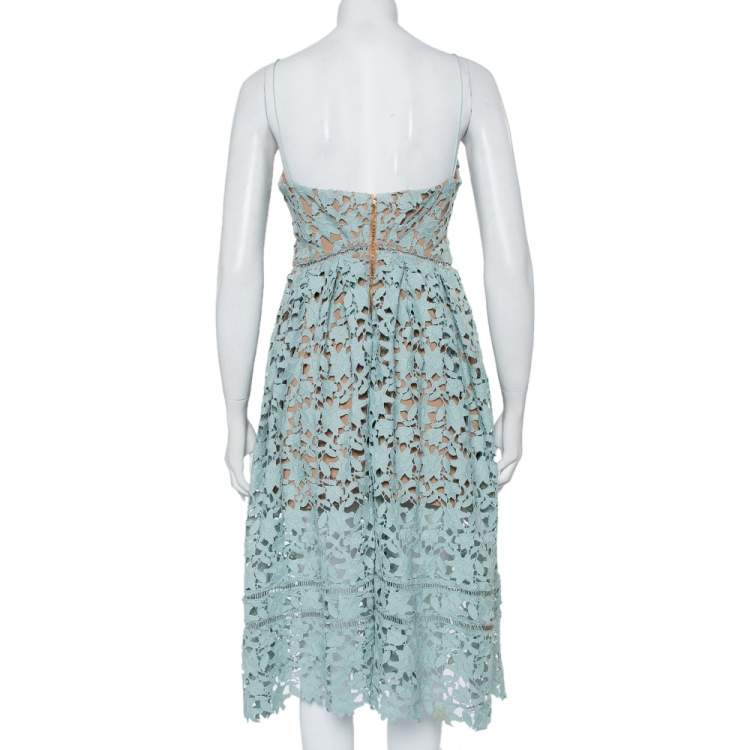 مملوكة مسبقًا Self-Portrait Mint Green Guipure Lace Azaelea Midi Dress M