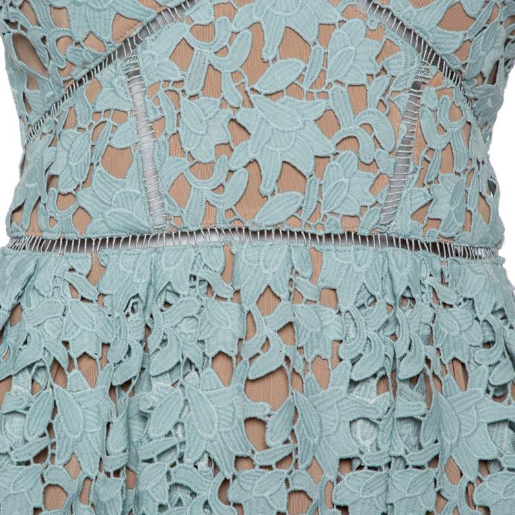 مملوكة مسبقًا Self-Portrait Mint Green Guipure Lace Azaelea Midi Dress M