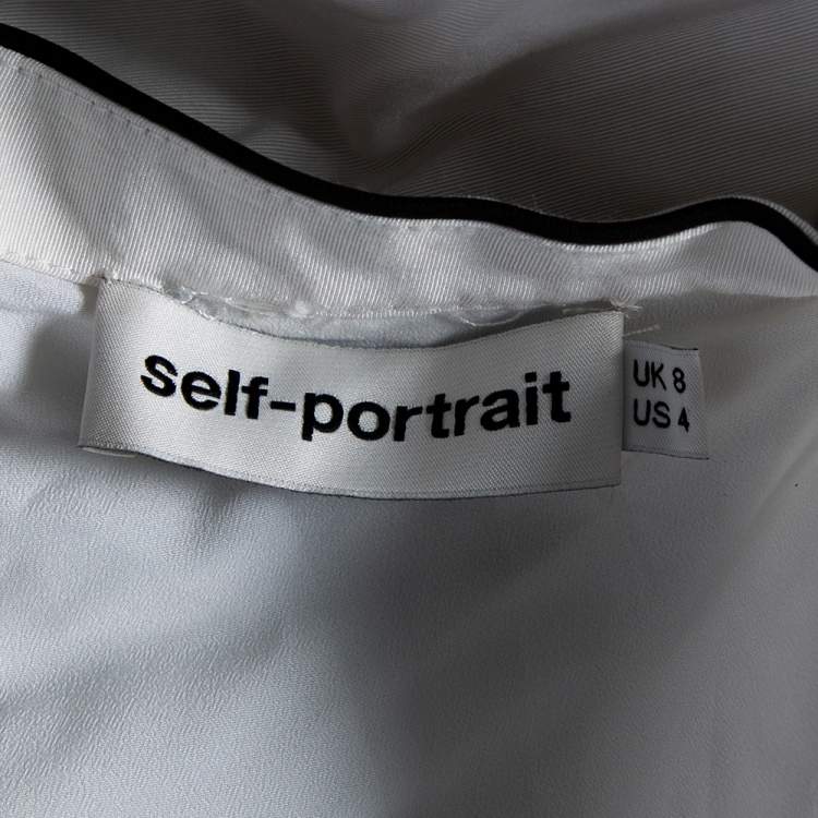 Pre Owned Self Portrait Monochrome Crepe Ruffled One Shoulder Jumpsuit S