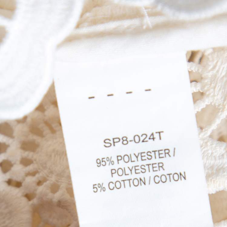 Pre Owned Self-Portrait White Guipure Lace Victorian Sleeve Detail Top M 