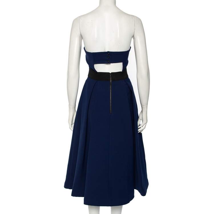Pre Owned Self-Portrait Navy Blue Cutout Detail Strapless Lulu Dress S