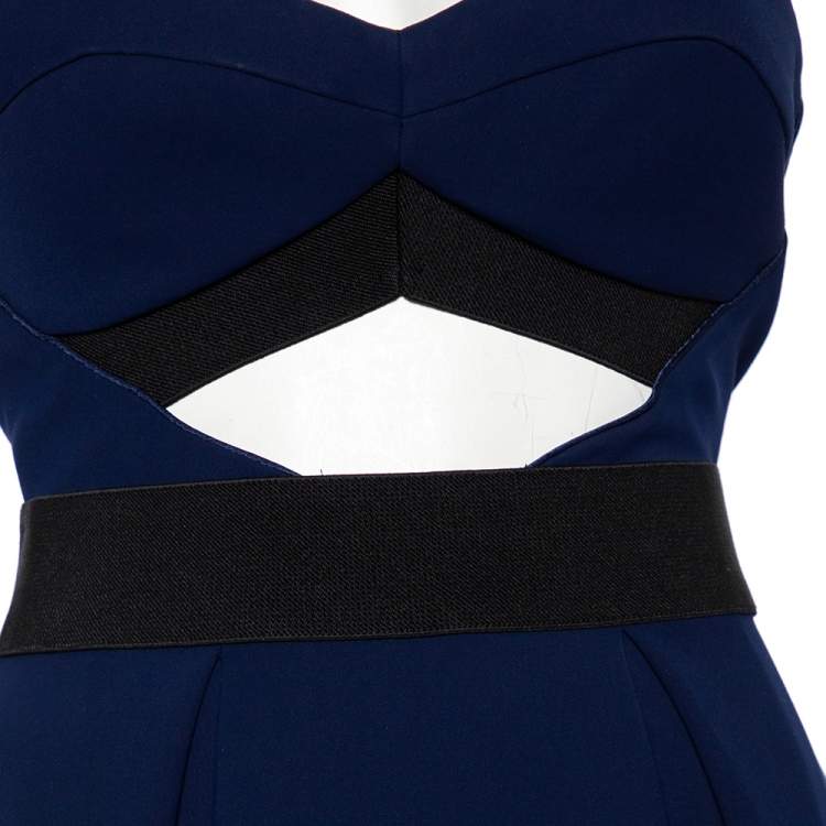 Pre Owned Self-Portrait Navy Blue Cutout Detail Strapless Lulu Dress S