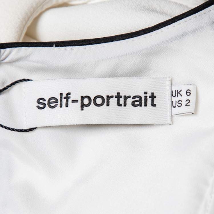 Pre Owned Self-Portrait White Viscose Blend Ruffled Asymmetric Dress S