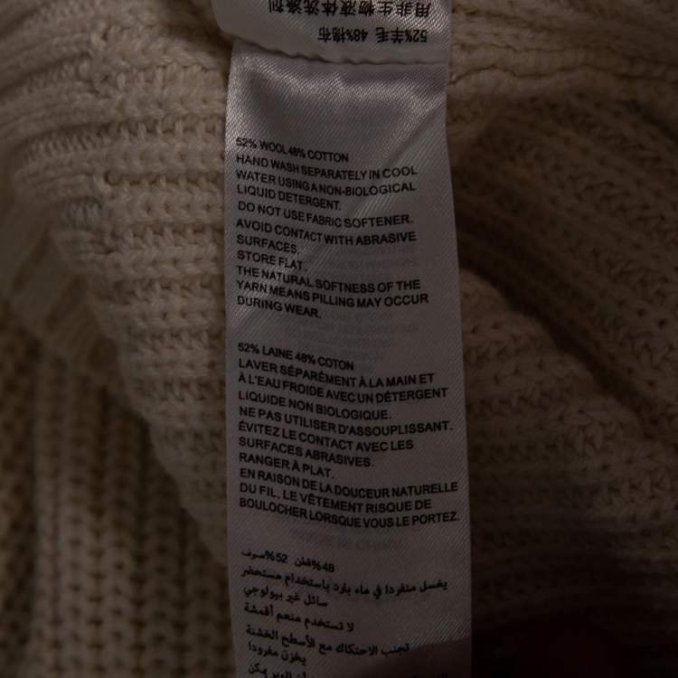 Pre Owned Self-Portrait Cream Wool Knit Ruffle Detailed Off-Shoulder Sweater S
