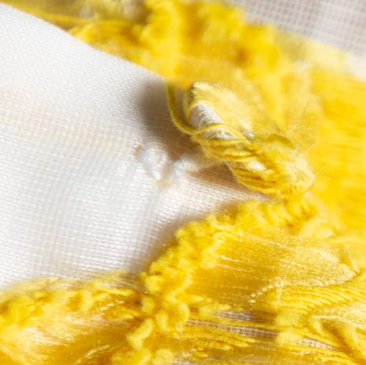 Pre Owned Self-Portrait Yellow Floral Fil Coupe Asymmetrical Ruffled Blouse S