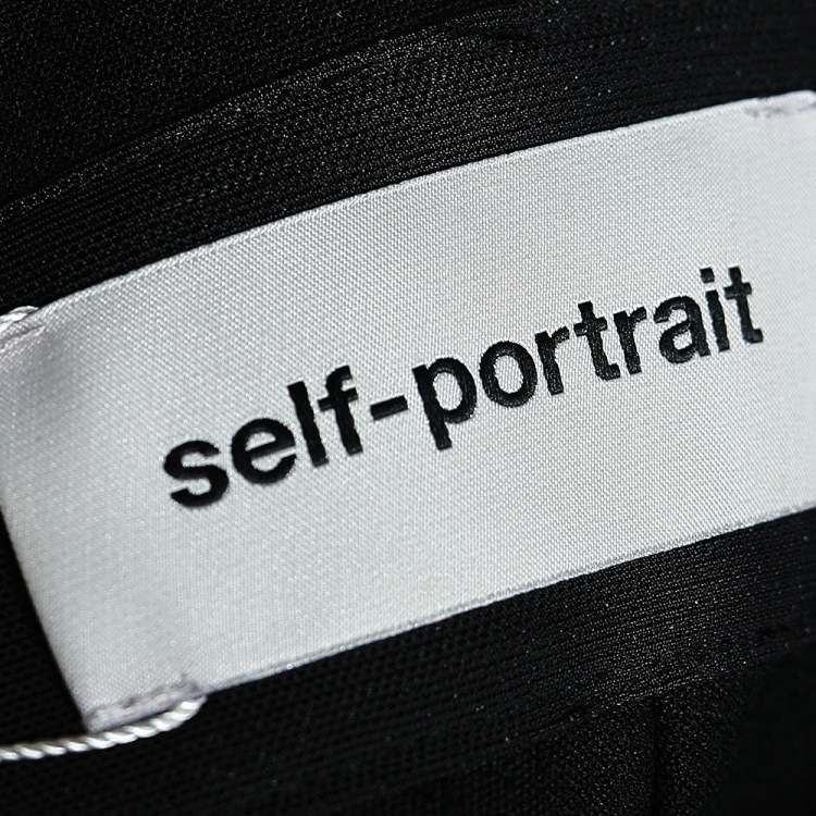 مملوكة مسبقًا Self-Portrait Black & White Lace Bodice Bell Sleeve Jumpsuit M