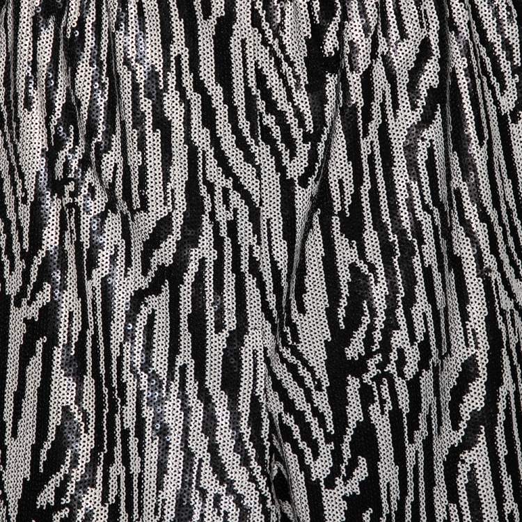 Pre Owned Self-Portrait Monochrome Zebra Patterned Sequin Embellished Belted Shorts M