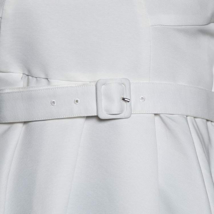 Pre Owned Self-Portrait White Off Shoulder Belted Ottoman Top M