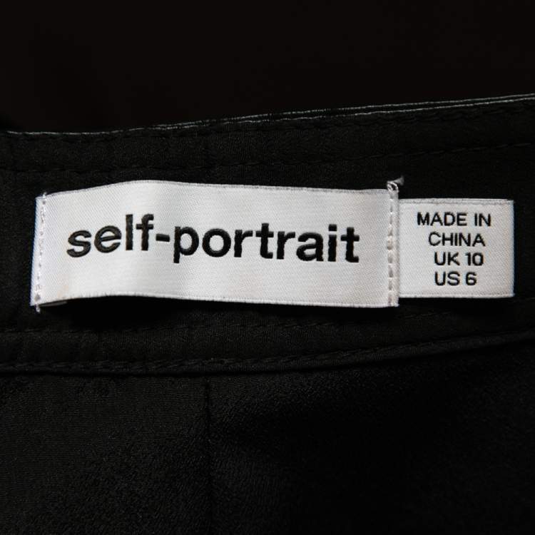 Pre Owned Self-Portrait Black Faux Leather Ruffled Mini Skirt M